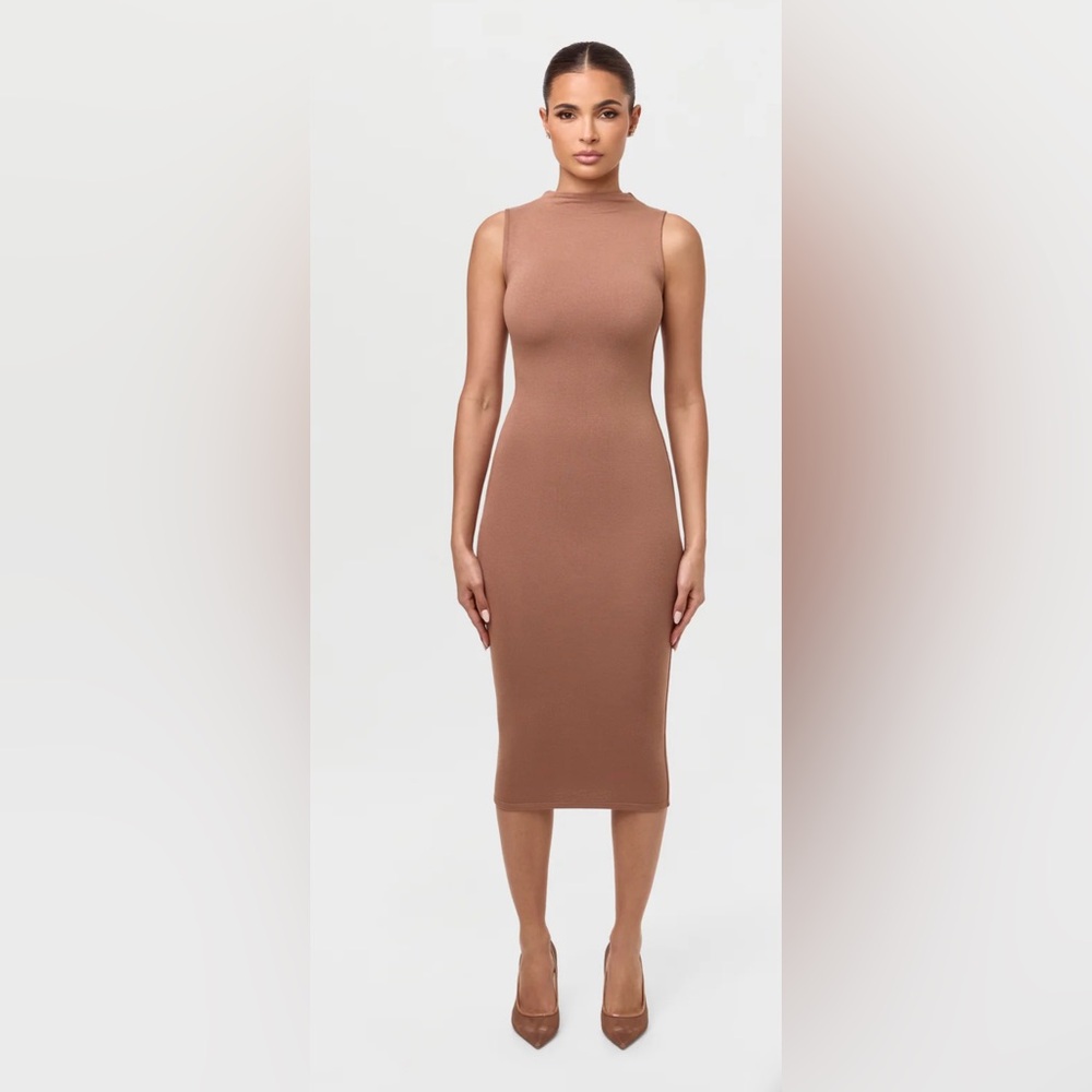 Naked Wardrobe Brown Midi Dress